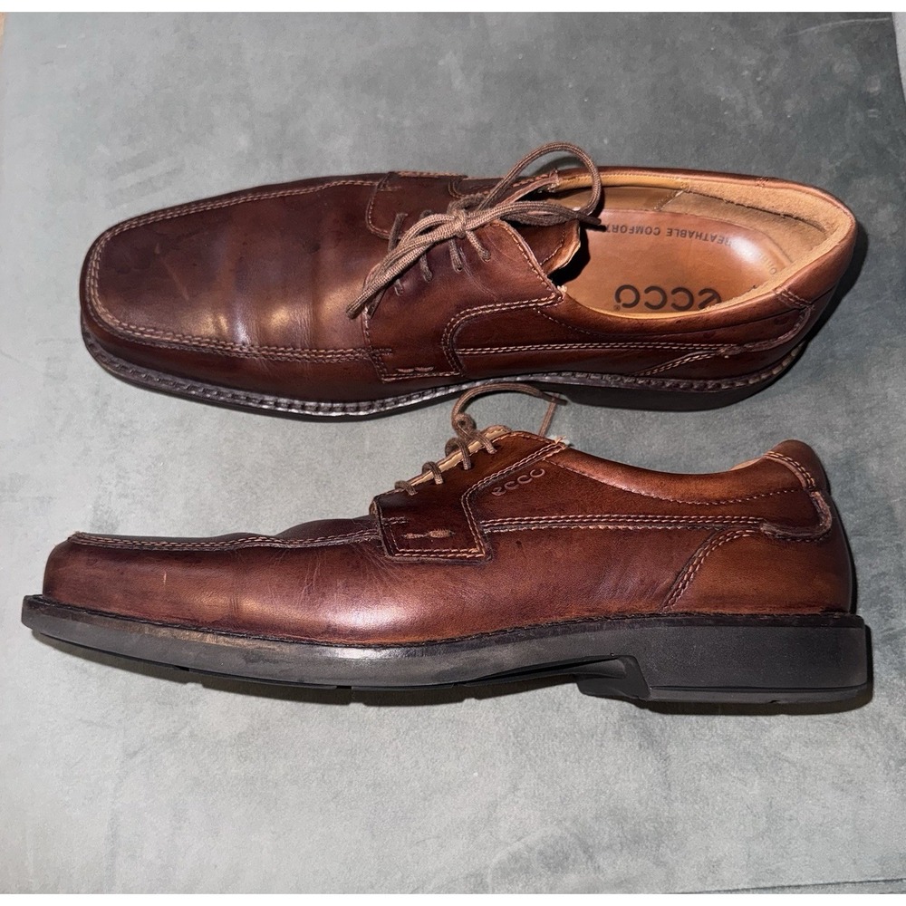 ECCO‎ Brown Oxfords Shoes Mens Size 47 Formal Dress Leather Fancy Lace Up